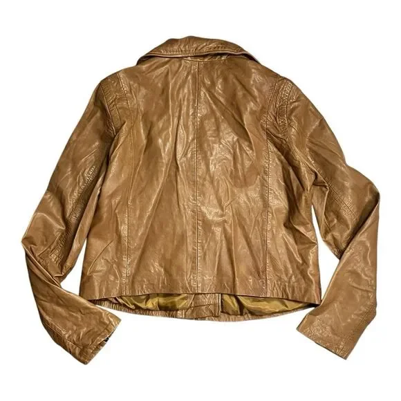 Madewell Jacket WMNS XL Brown Washed Lamb Leather Motorcycle Luxury NC112 $525